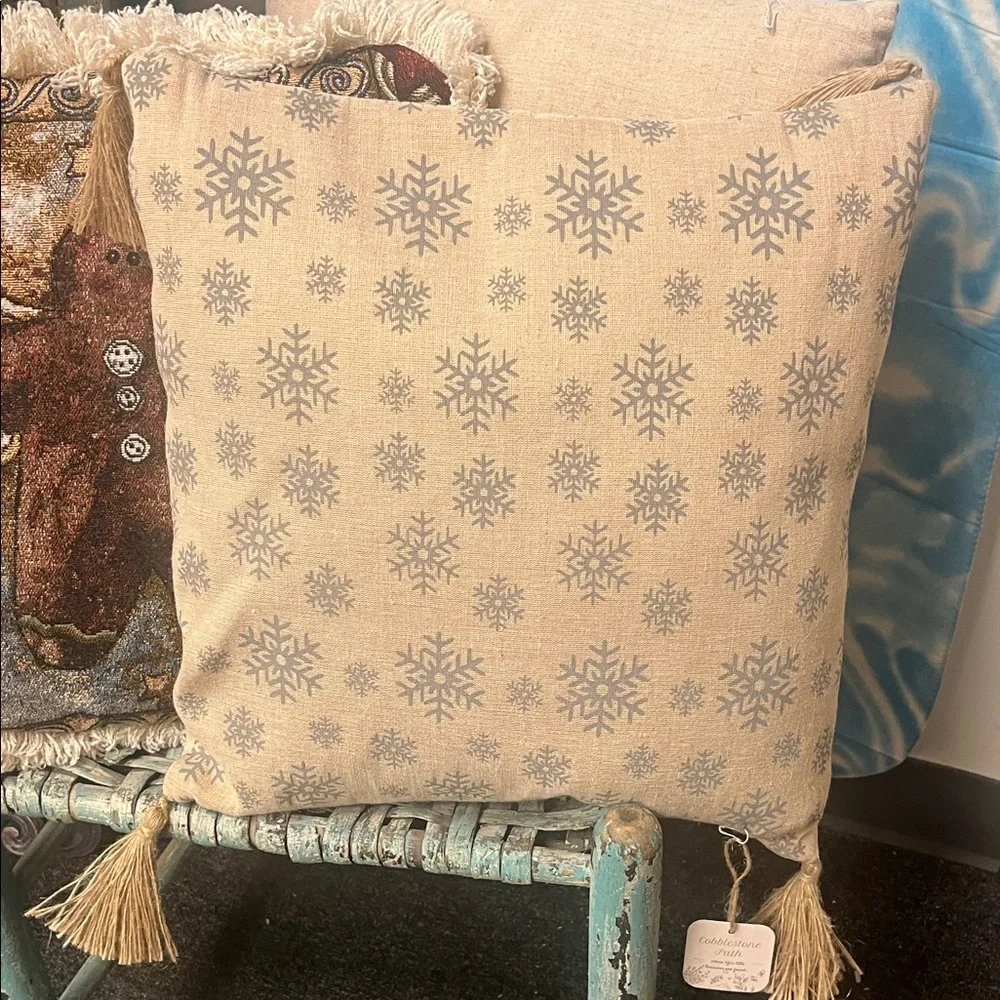 Festive Snowflake and Angel Holiday Pillow Set